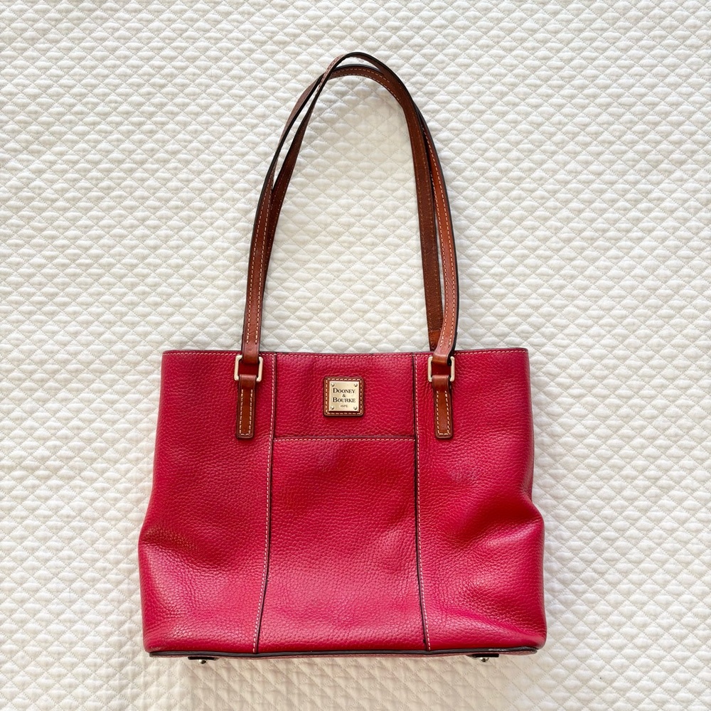 Dooney & Bourke Red Brown Shoulder Bag with Gold Accents